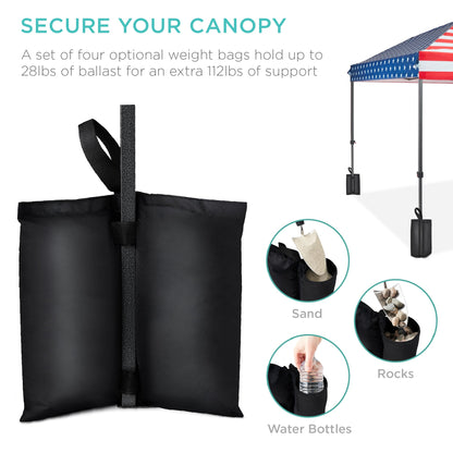 One-Person Setup Instant Pop Up Canopy w/ Case, 4 Weight Bags - 10x10ft