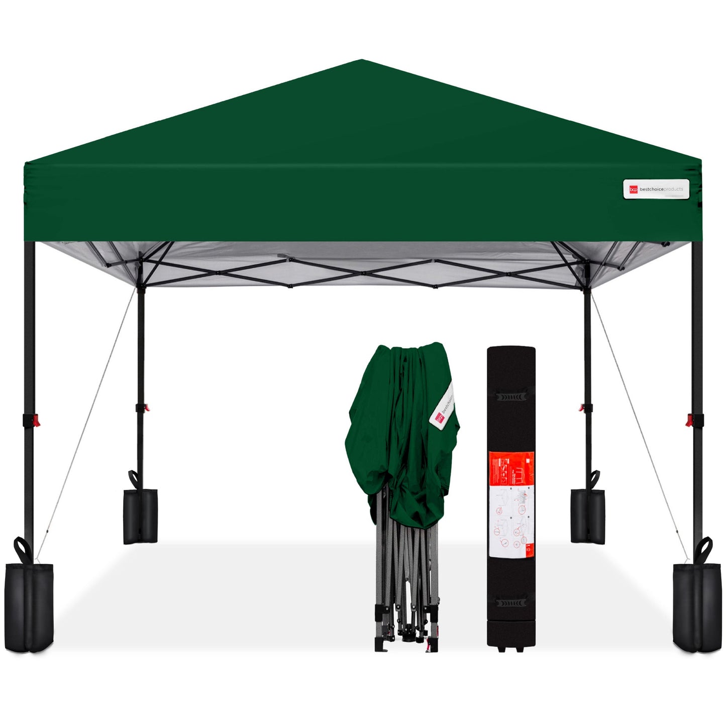 One-Person Setup Instant Pop Up Canopy w/ Case, 4 Weight Bags - 10x10ft