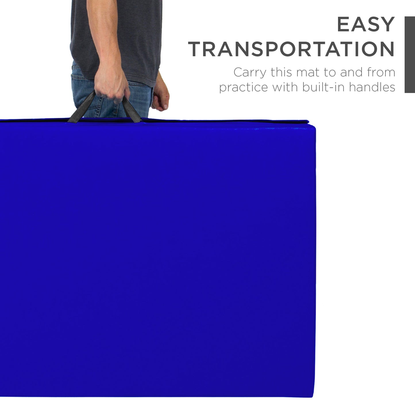 Folding Exercise Fitness Workout Gym Floor Mat w/ Handles