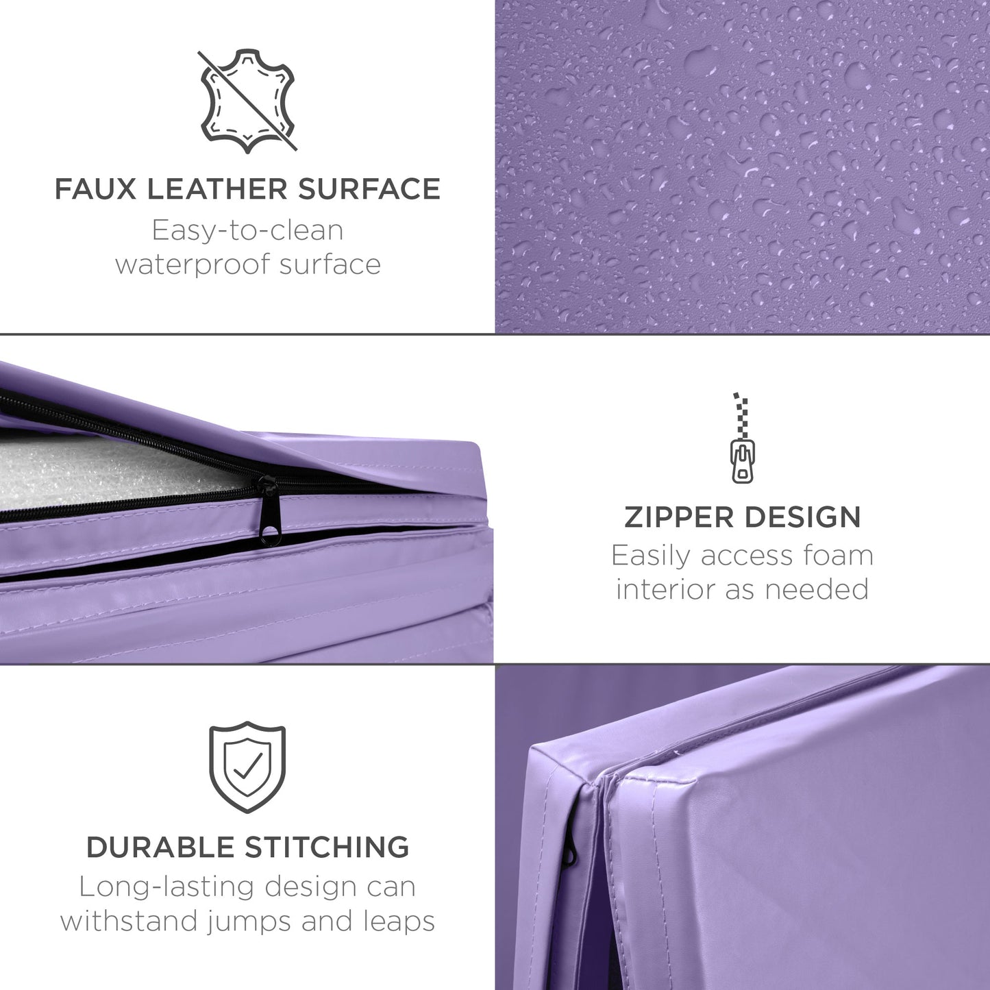 Folding Exercise Fitness Workout Gym Floor Mat w/ Handles