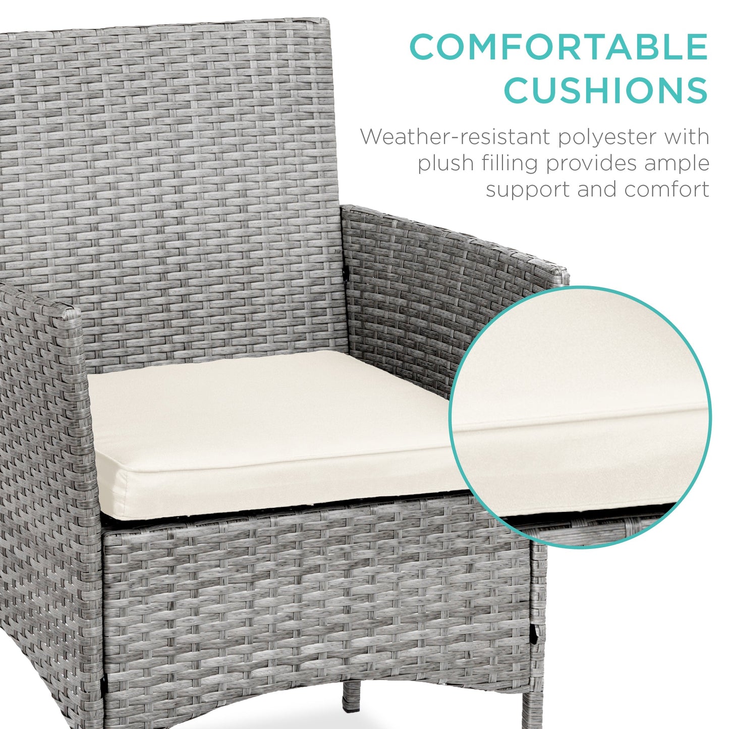 3-Piece All-Weather Wicker Bistro Set with Storage and Cushions