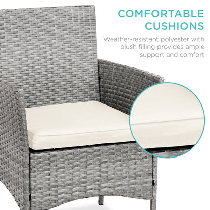 3-Piece All-Weather Wicker Bistro Set with Storage and Cushions