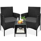 3-Piece All-Weather Wicker Bistro Set with Storage and Cushions