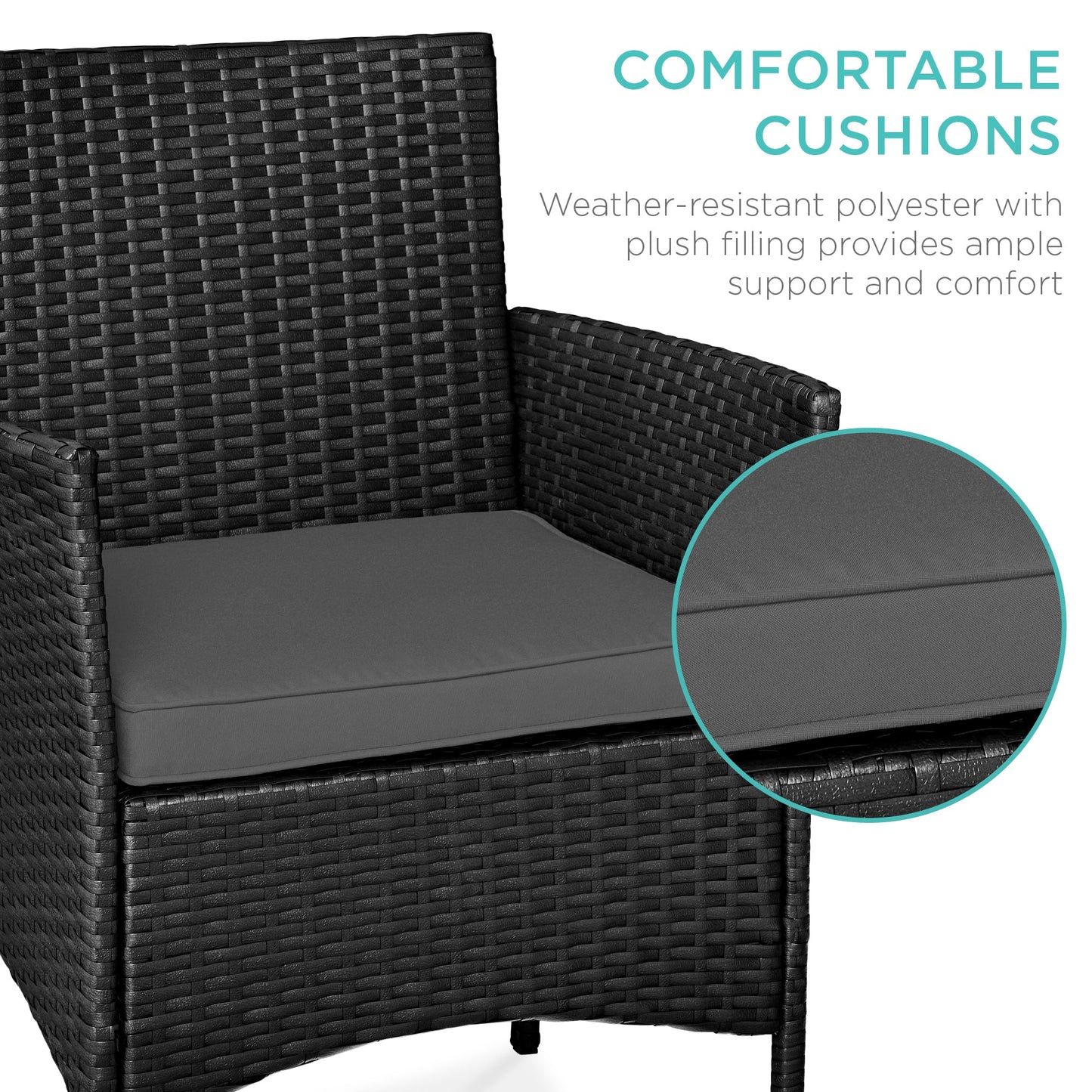 3-Piece All-Weather Wicker Bistro Set with Storage and Cushions