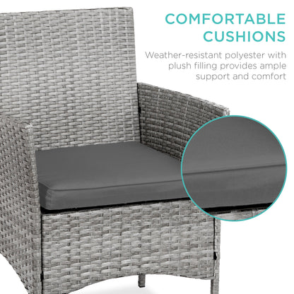 3-Piece All-Weather Wicker Bistro Set with Storage and Cushions