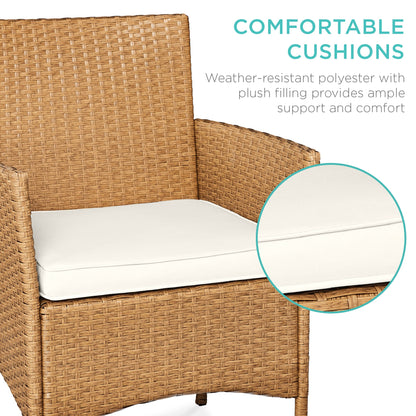 3-Piece All-Weather Wicker Bistro Set with Storage and Cushions