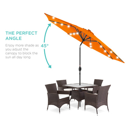 Solar LED Lighted Patio Umbrella w/ Tilt Adjustment, UV-Resistant- 10ft