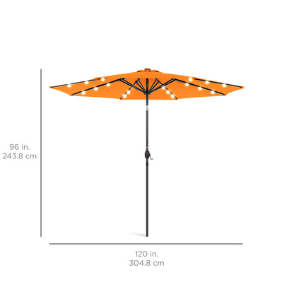 Solar LED Lighted Patio Umbrella w/ Tilt Adjustment, UV-Resistant- 10ft