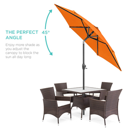 Outdoor Market Patio Umbrella w/ Push Button Tilt, Crank Lift - 7.5ft