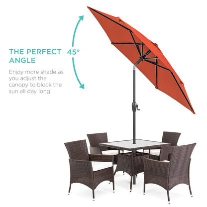 Outdoor Market Patio Umbrella w/ Push Button Tilt, Crank Lift - 7.5ft