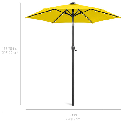 Outdoor Solar Patio Umbrella w/ Push Button Tilt, Crank Lift - 7.5ft