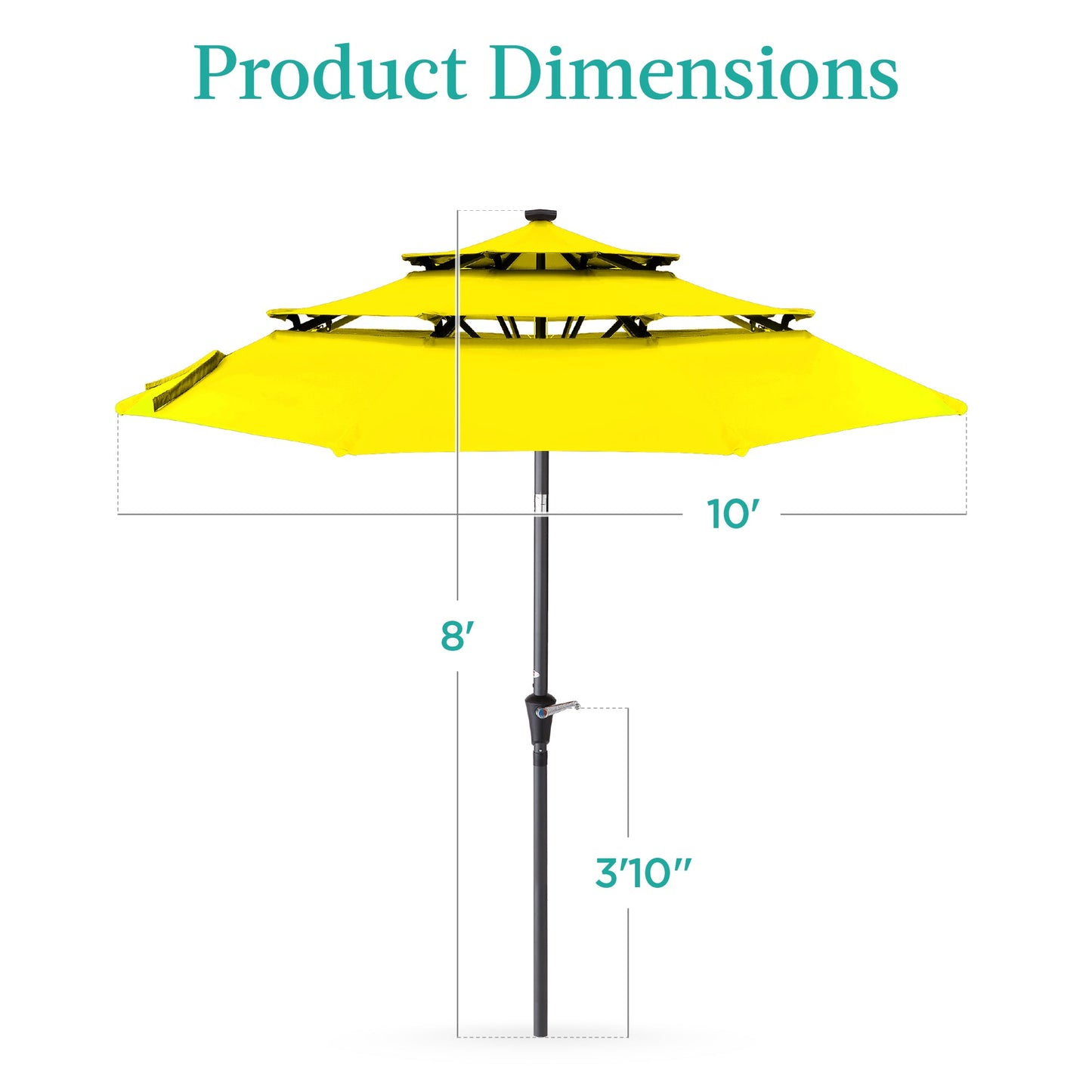 10ft 3-Tier Solar Patio Umbrella with Crank, Tilt Feature & 24 LED Lights