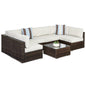 Modular 7-Piece Outdoor Wicker Sectional Set with Pillows and Cover