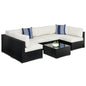 Modular 7-Piece Outdoor Wicker Sectional Set with Pillows and Cover