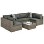 Modular 7-Piece Outdoor Wicker Sectional Set with Pillows and Cover