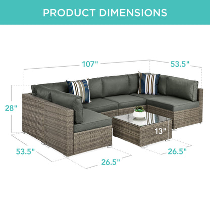 Modular 7-Piece Outdoor Wicker Sectional Set with Pillows and Cover