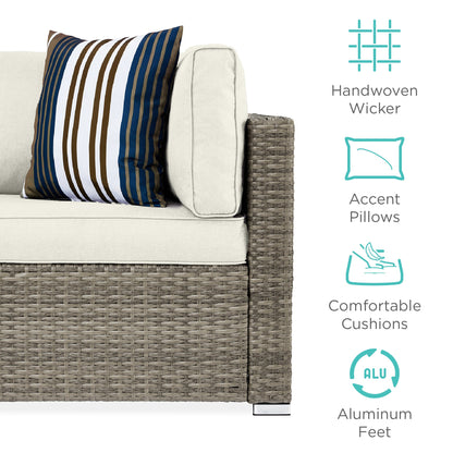 Modular 7-Piece Outdoor Wicker Sectional Set with Pillows and Cover