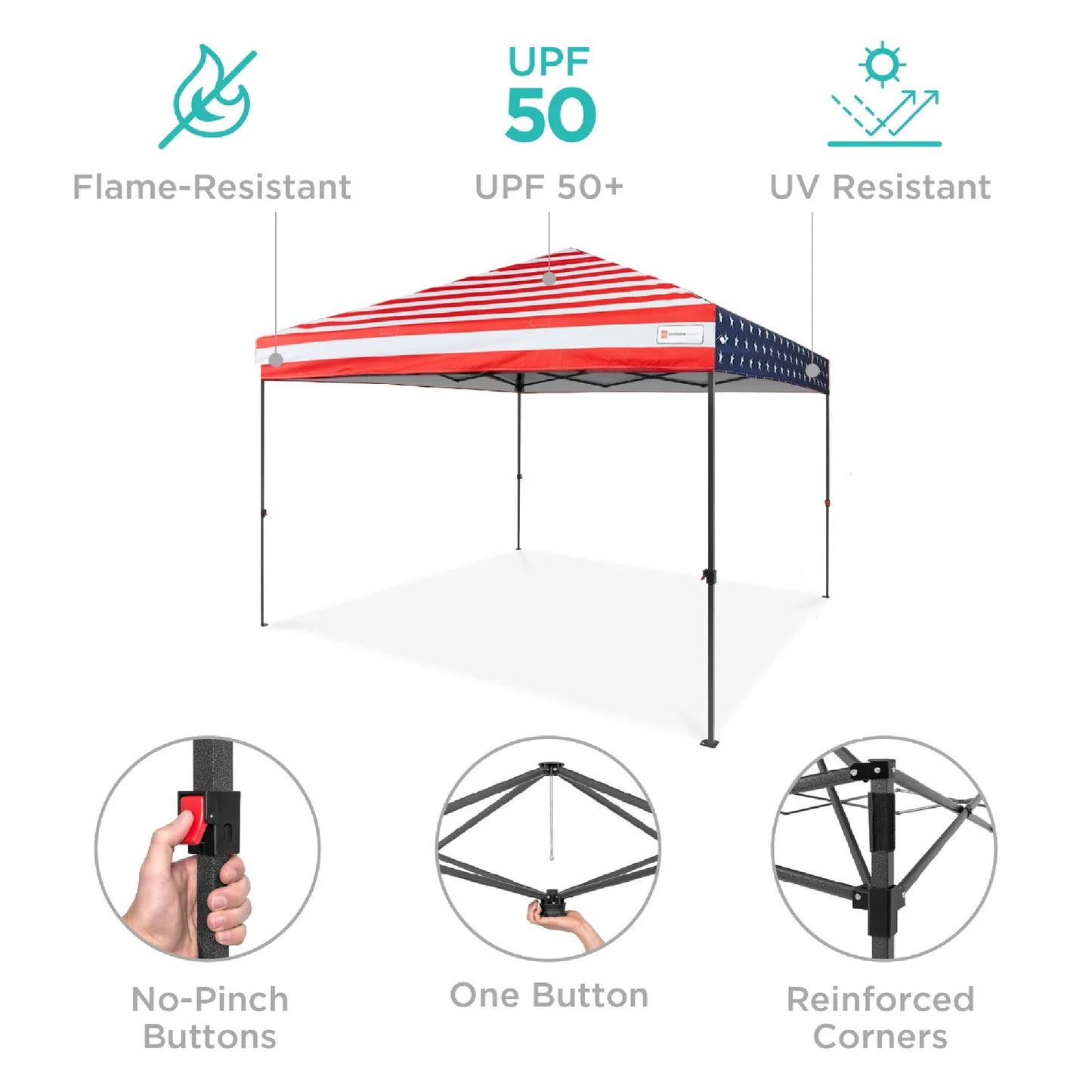 One-Person Setup Instant Pop Up Canopy w/ Case, 4 Weight Bags - 8x8ft