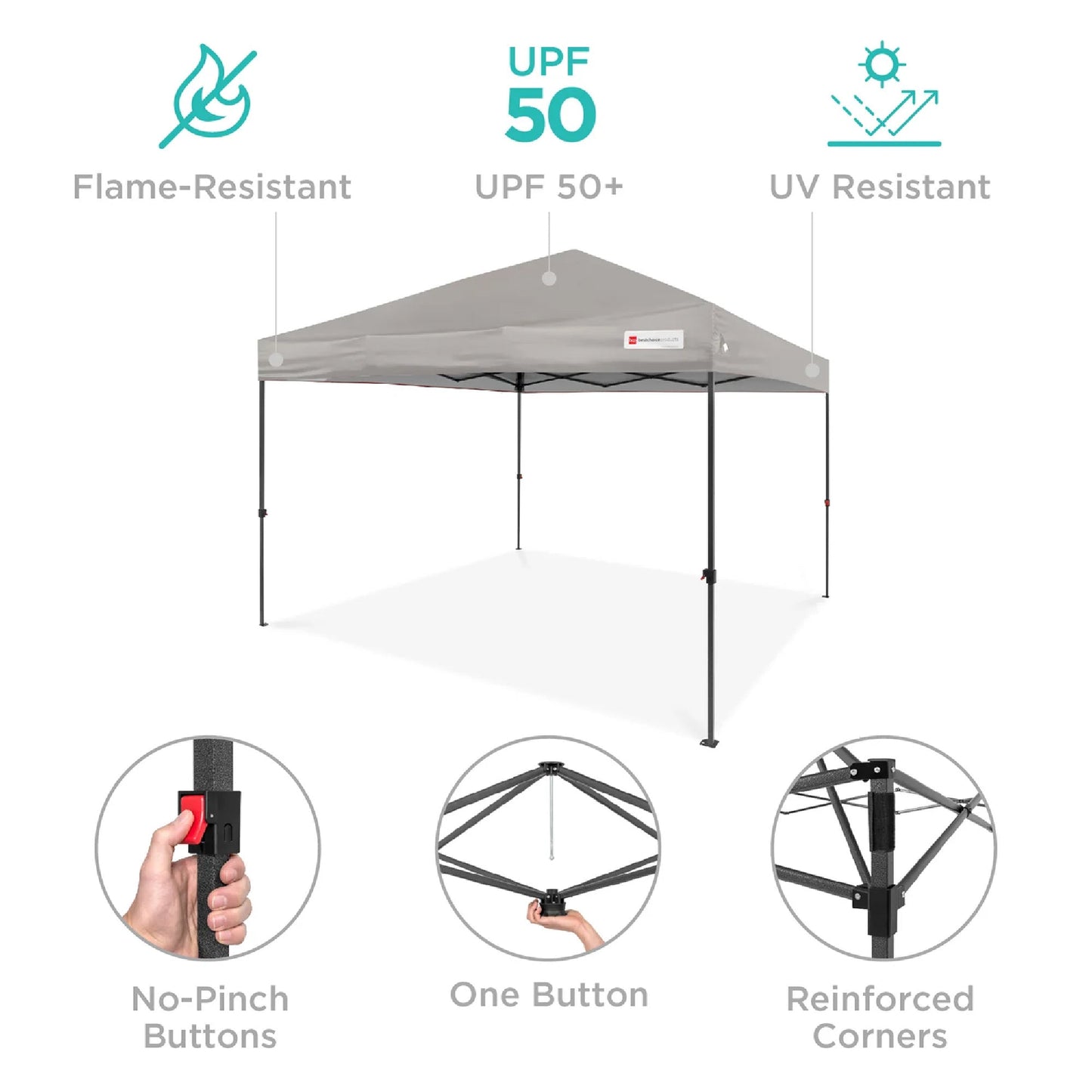 One-Person Setup Instant Pop Up Canopy w/ Case, 4 Weight Bags - 8x8ft