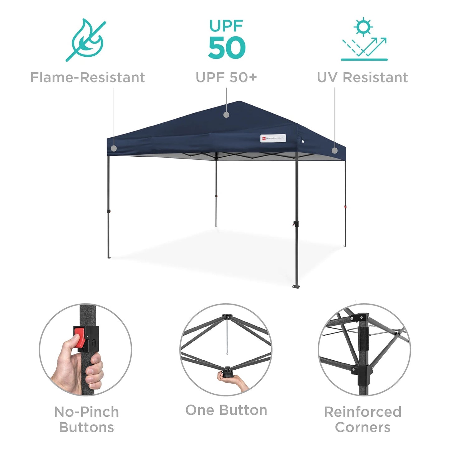 One-Person Setup Instant Pop Up Canopy w/ Case, 4 Weight Bags - 8x8ft