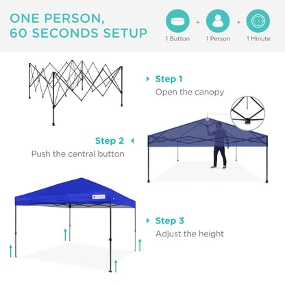 One-Person Setup Instant Pop Up Canopy w/ Case, 4 Weight Bags - 8x8ft