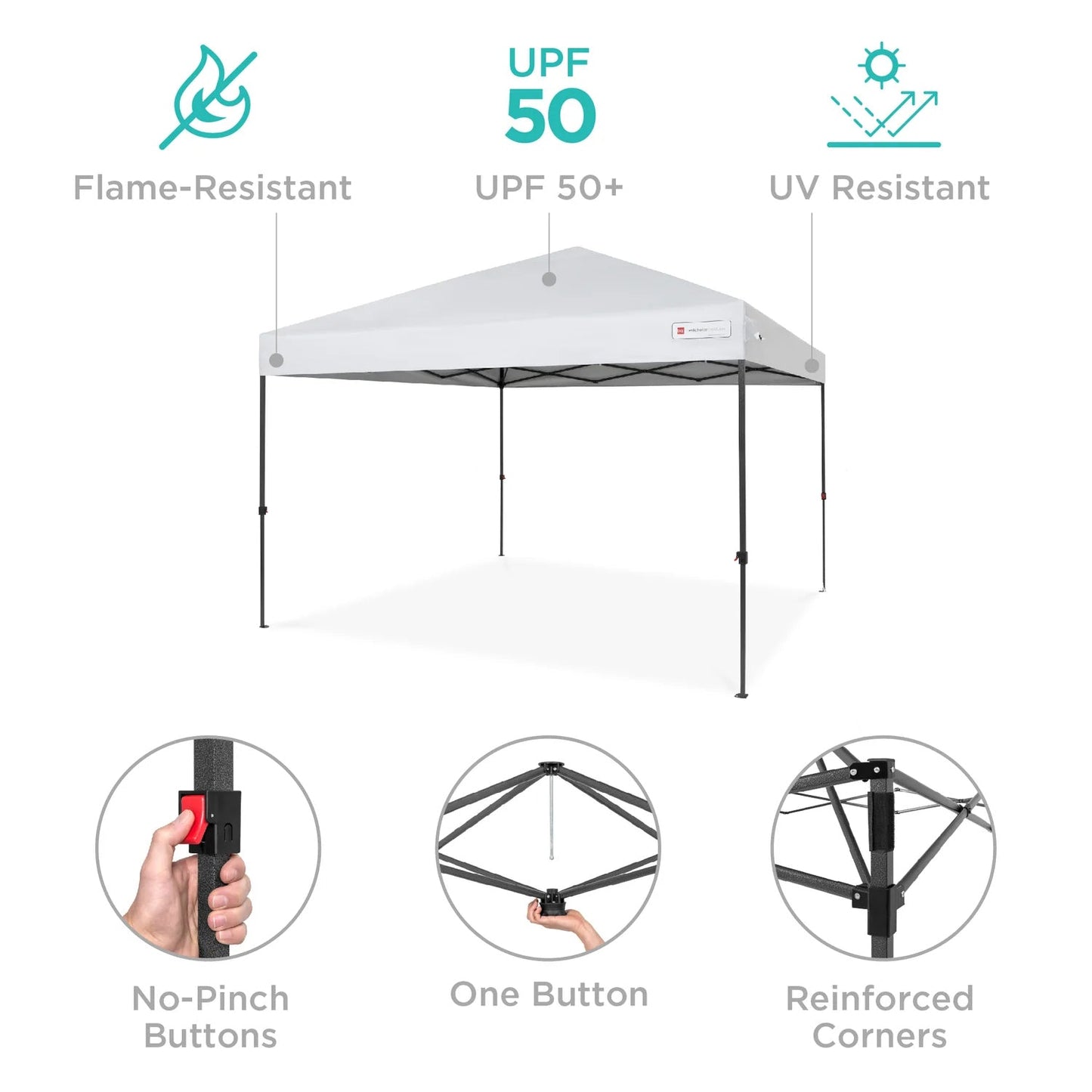 One-Person Setup Instant Pop Up Canopy w/ Case, 4 Weight Bags - 8x8ft