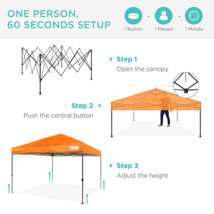 One-Person Setup Instant Pop Up Canopy w/ Case, 4 Weight Bags - 12x12ft