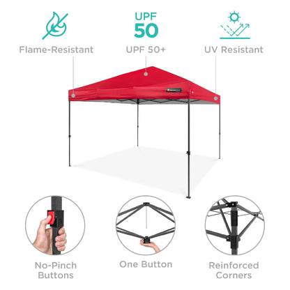 One-Person Setup Instant Pop Up Canopy w/ Case, 4 Weight Bags - 12x12ft