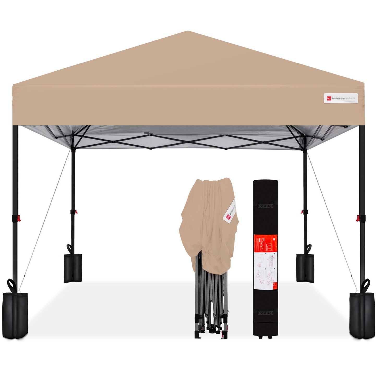 One-Person Setup Instant Pop Up Canopy w/ Case, 4 Weight Bags - 12x12ft