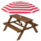 Kids Wooden Outdoor Picnic Table w/ Adjustable Umbrella, Built-In Seats