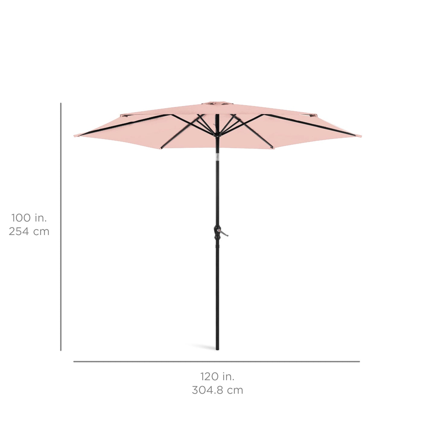 Outdoor Steel Market Patio Umbrella Decoration w/ Tilt, Crank Lift - 10ft