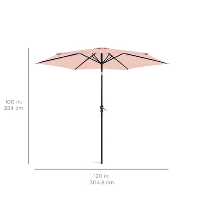 Outdoor Steel Market Patio Umbrella Decoration w/ Tilt, Crank Lift - 10ft