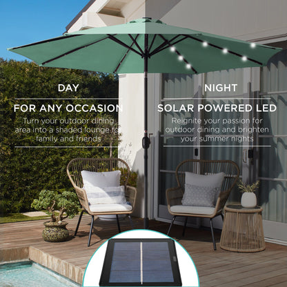 Solar LED Lighted Patio Umbrella w/ Tilt Adjustment, UV-Resistant- 10ft