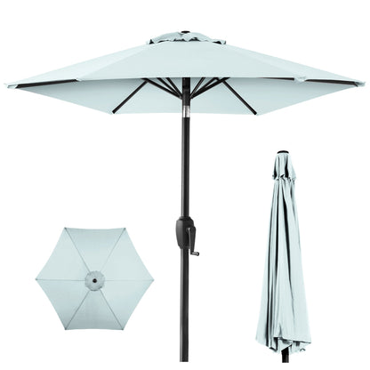 Outdoor Market Patio Umbrella w/ Push Button Tilt, Crank Lift - 7.5ft