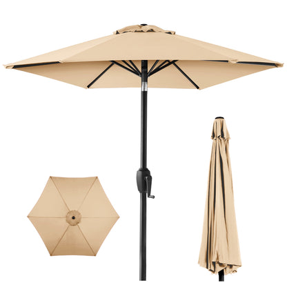 Outdoor Market Patio Umbrella w/ Push Button Tilt, Crank Lift - 7.5ft