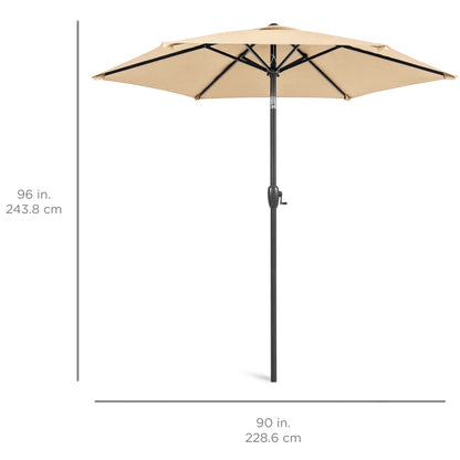 Outdoor Market Patio Umbrella w/ Push Button Tilt, Crank Lift - 7.5ft