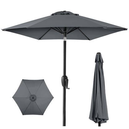 Outdoor Market Patio Umbrella w/ Push Button Tilt, Crank Lift - 7.5ft