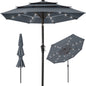 10ft 3-Tier Solar Patio Umbrella with Crank, Tilt Feature & 24 LED Lights