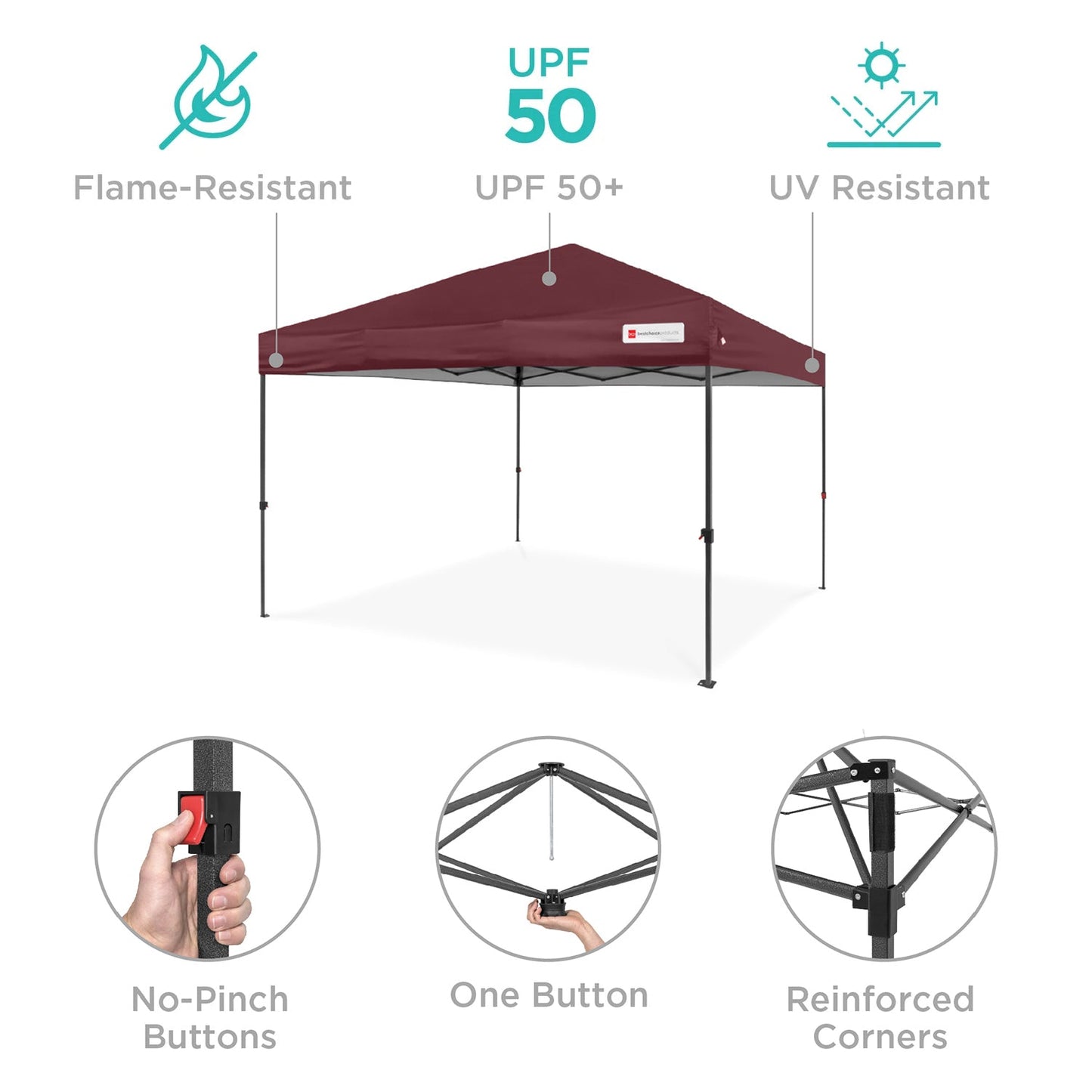 One-Person Setup Instant Pop Up Canopy w/ Case, 4 Weight Bags - 8x8ft