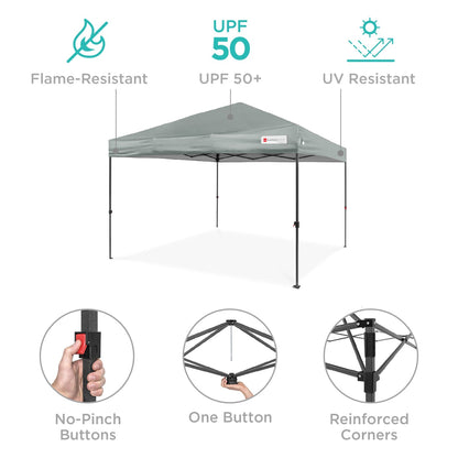 One-Person Setup Instant Pop Up Canopy w/ Case, 4 Weight Bags - 8x8ft