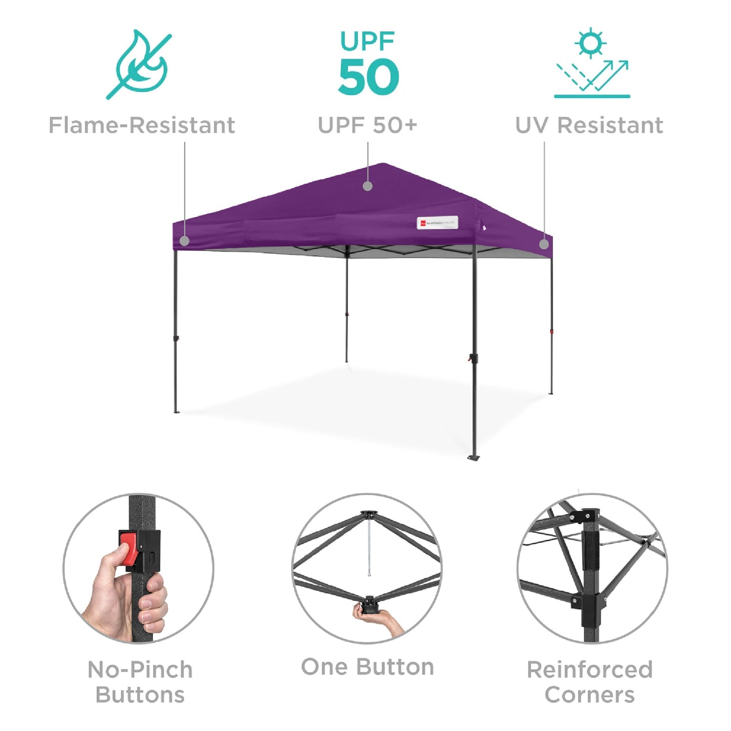 One-Person Setup Instant Pop Up Canopy w/ Case, 4 Weight Bags - 10x10ft