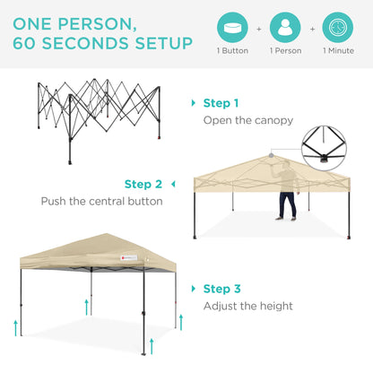 One-Person Setup Instant Pop Up Canopy w/ Case, 4 Weight Bags - 10x10ft