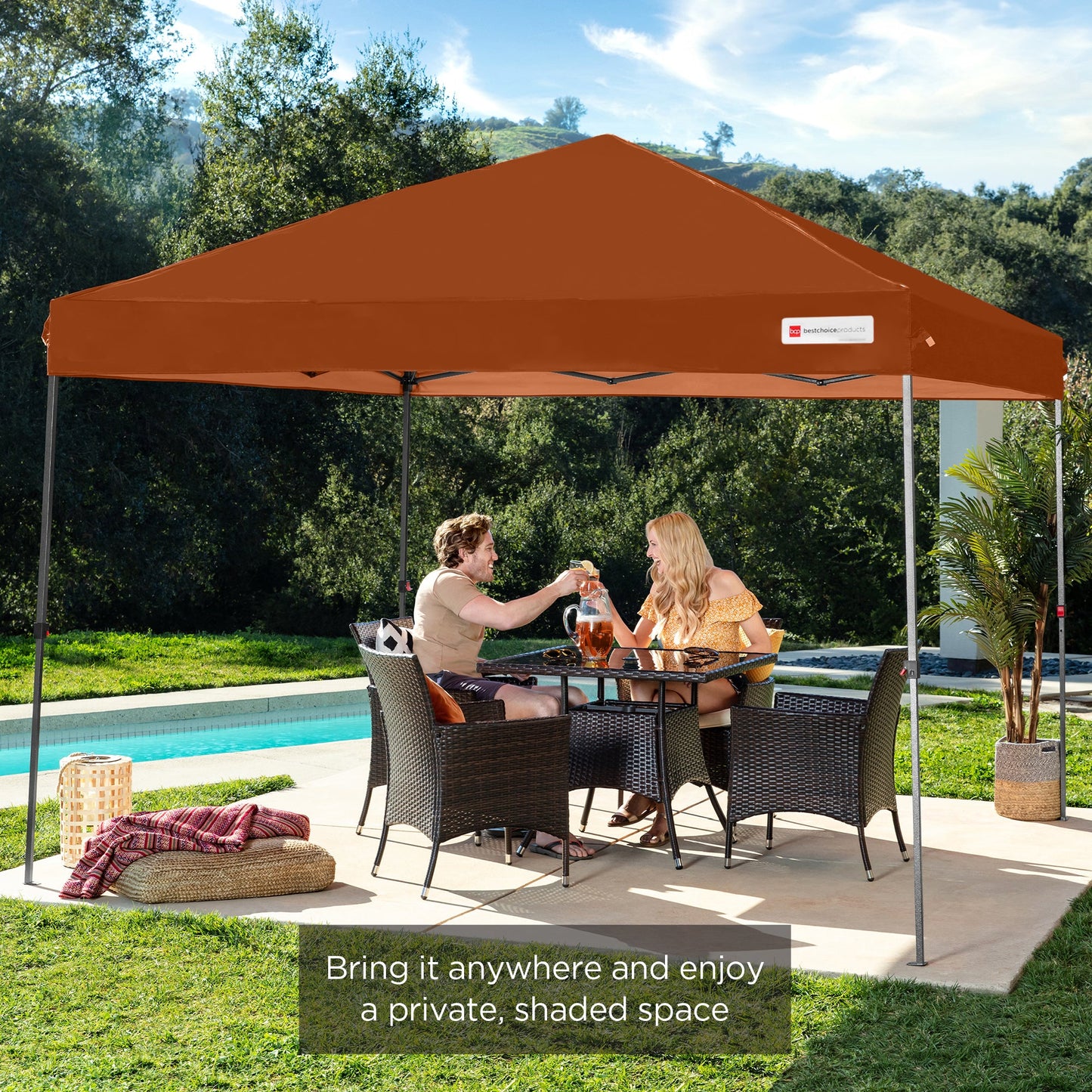 One-Person Setup Instant Pop Up Canopy w/ Case, 4 Weight Bags - 10x10ft