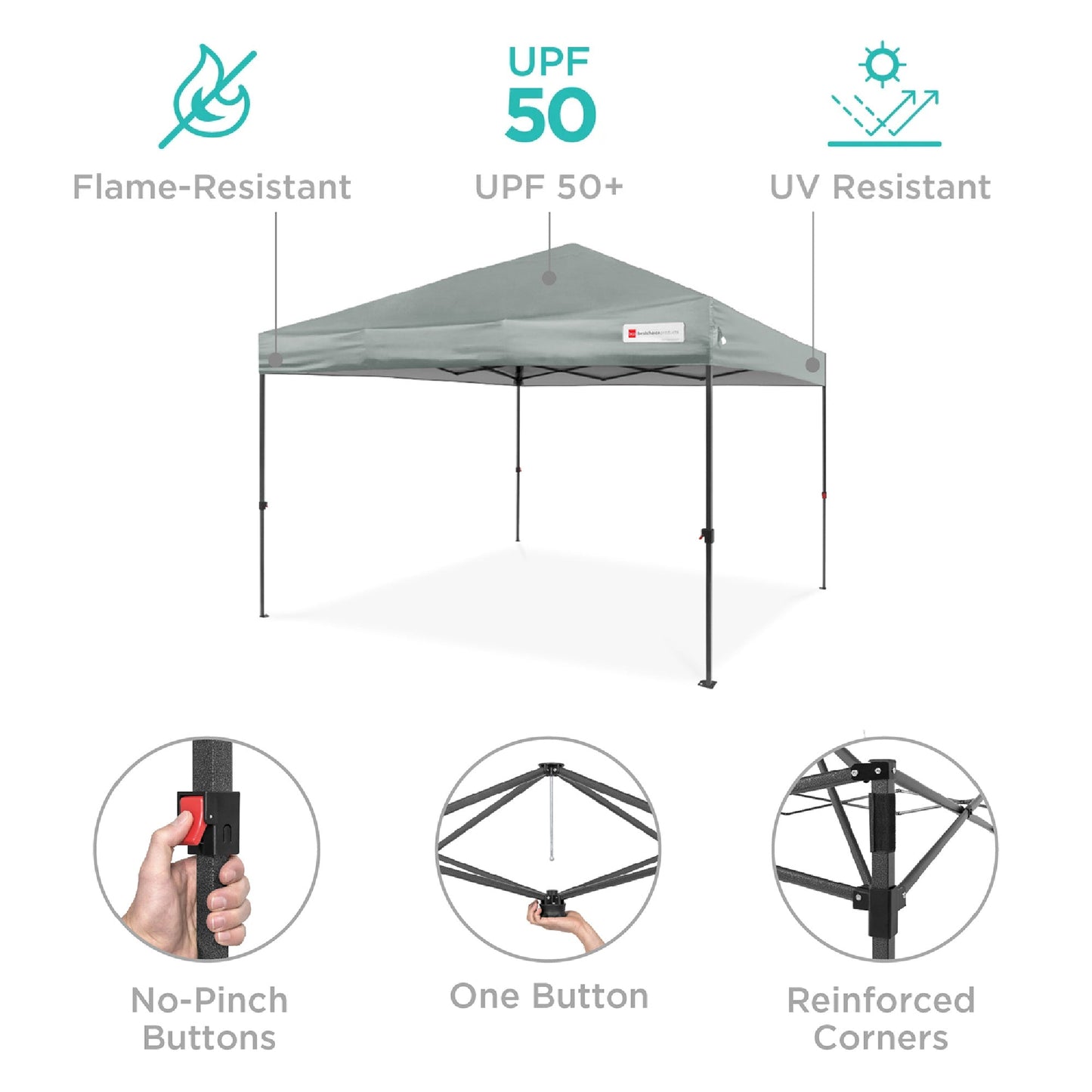 One-Person Setup Instant Pop Up Canopy w/ Case, 4 Weight Bags - 10x10ft