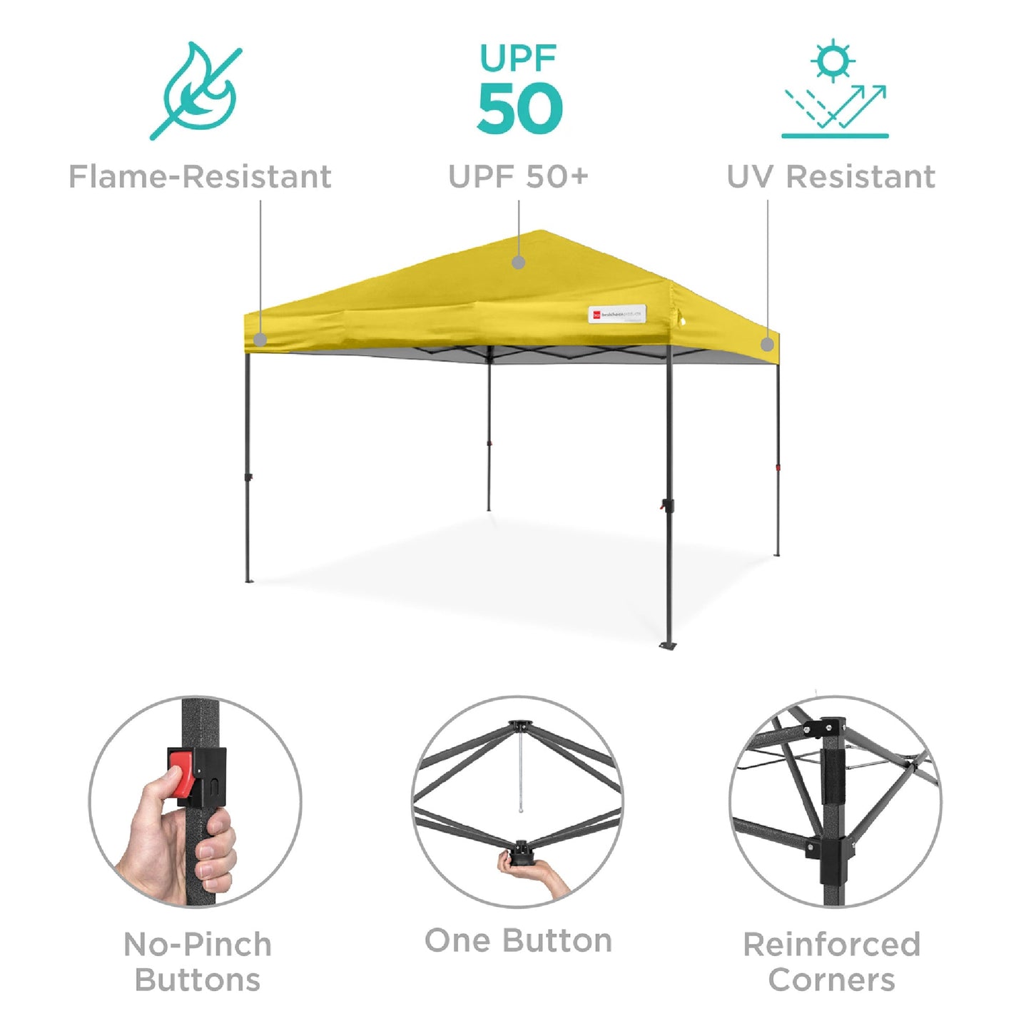 One-Person Setup Instant Pop Up Canopy w/ Case, 4 Weight Bags - 10x10ft