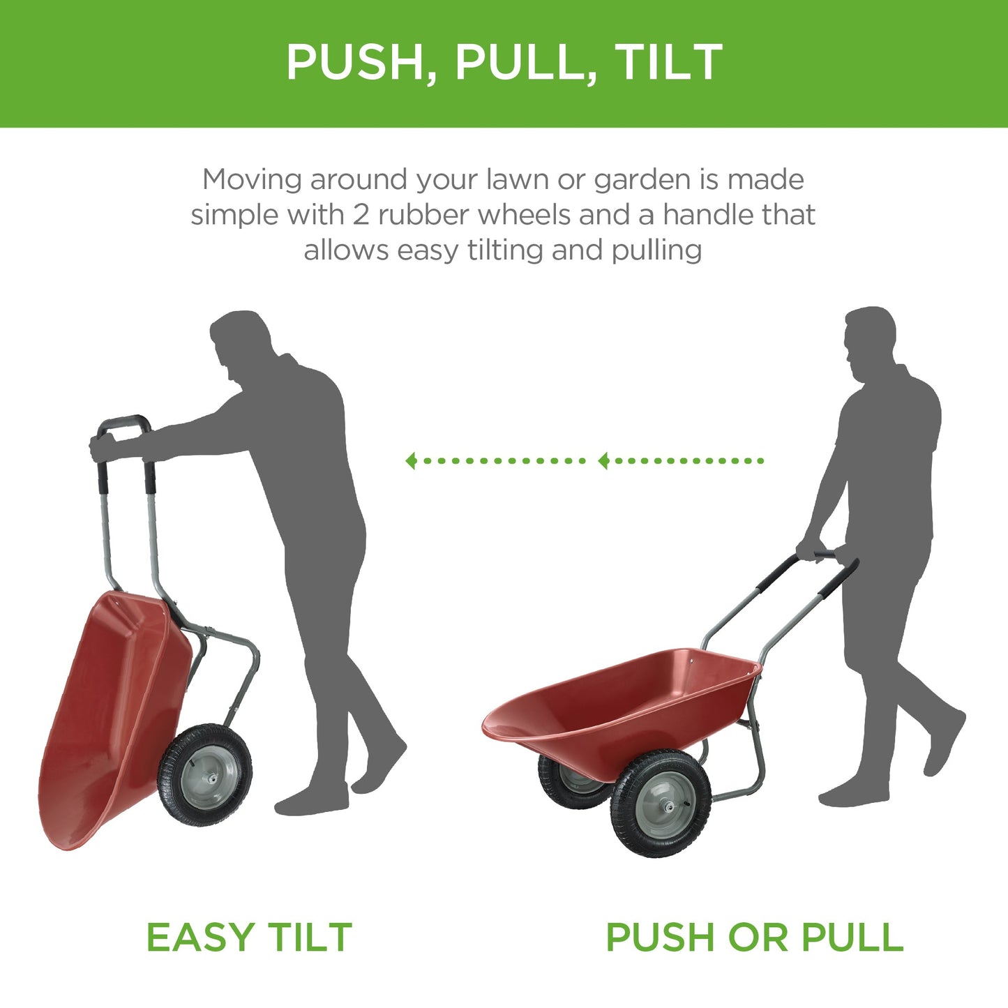 Dual-Wheel Wheelbarrow Garden Cart