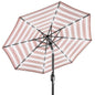 Solar LED Lighted Striped Patio Umbrella w/ Tilt Adjustment - 10ft