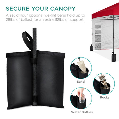 One-Person Setup Instant Pop Up Canopy w/ Side Wall, Carrying Case - 10x10ft