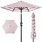 Outdoor Steel Striped Market Patio Umbrella w/ Tilt, Crank Lift - 10ft