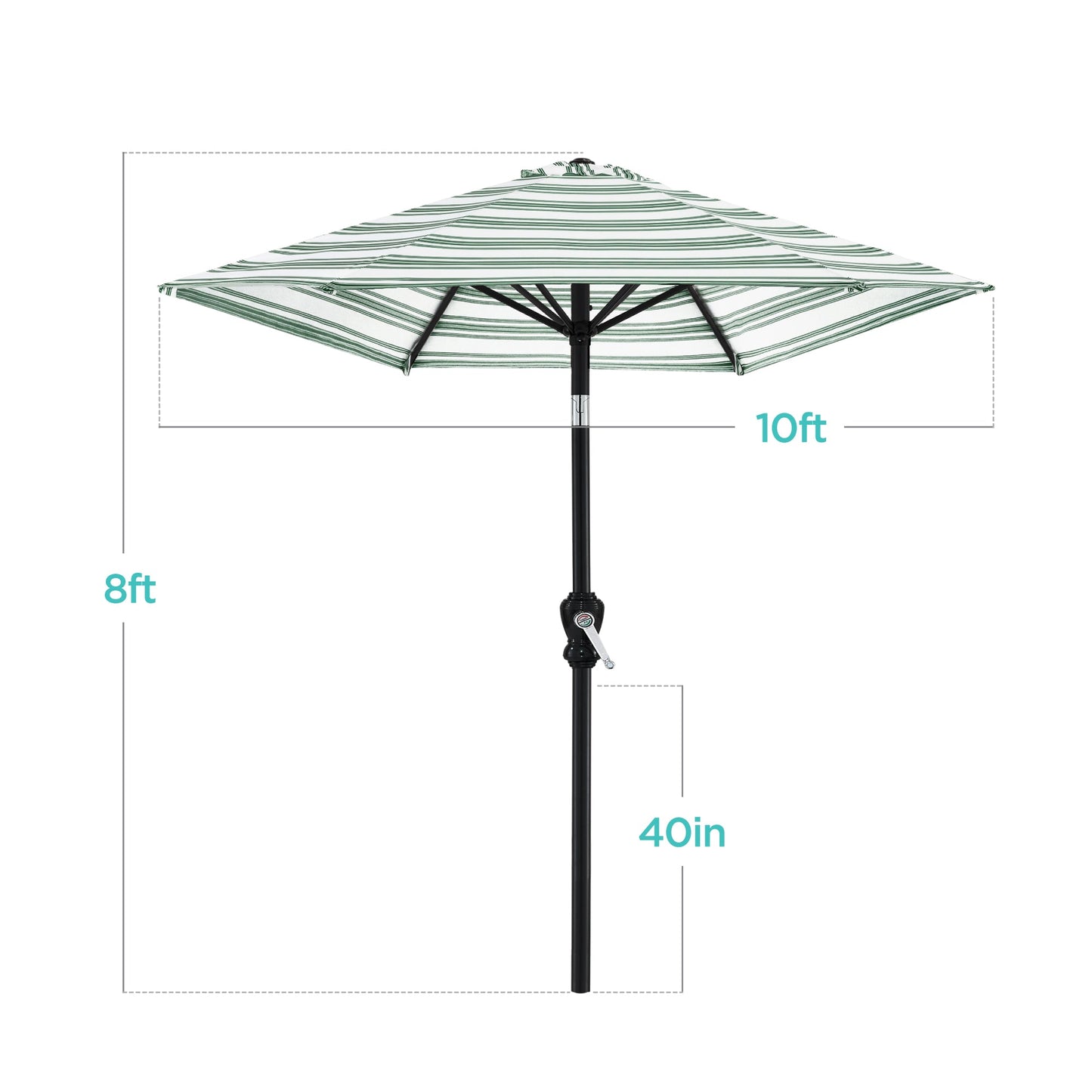 Outdoor Steel Striped Market Patio Umbrella w/ Tilt, Crank Lift - 10ft